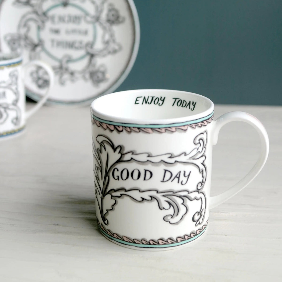 Enjoy Today & Bonjour Bone China Mug