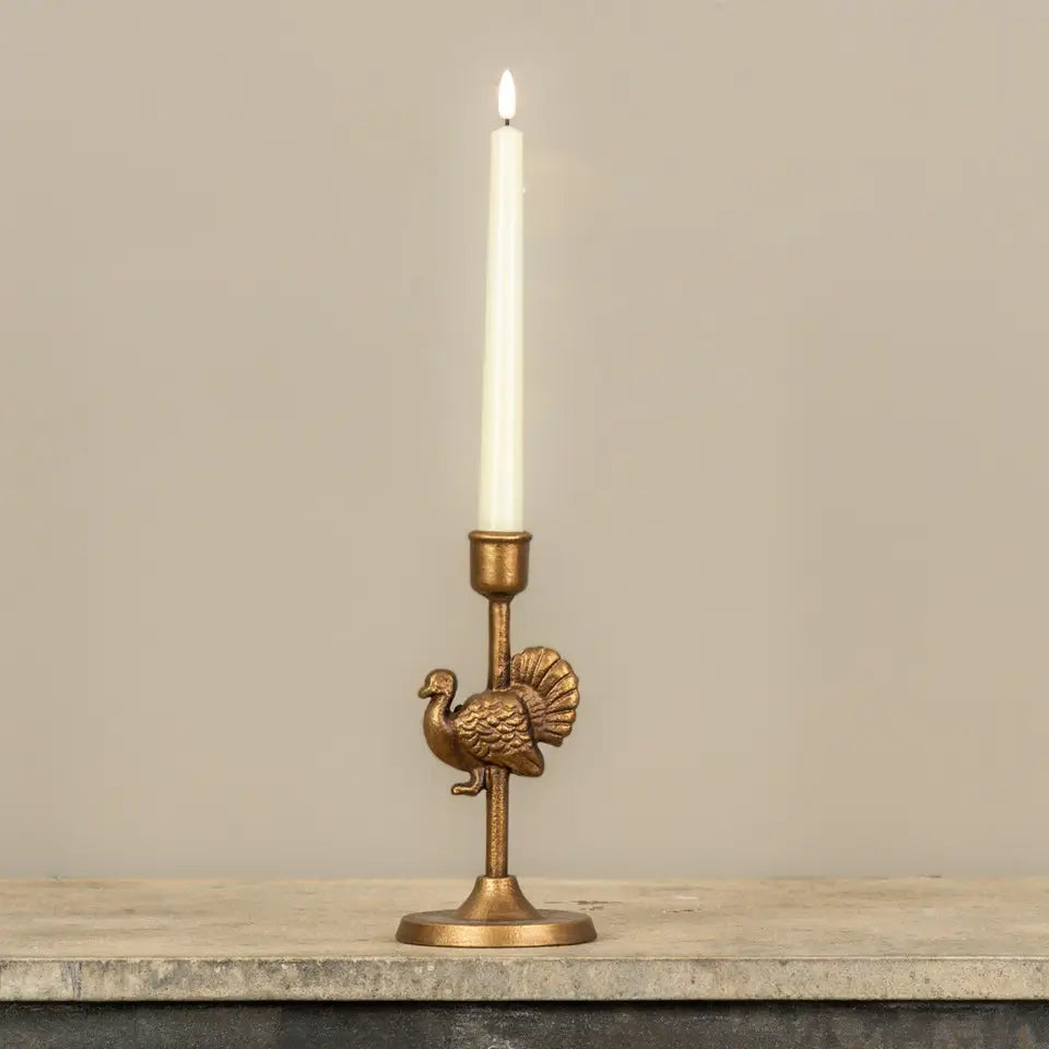 Gold Turkey Leaf Taper Candle Holder