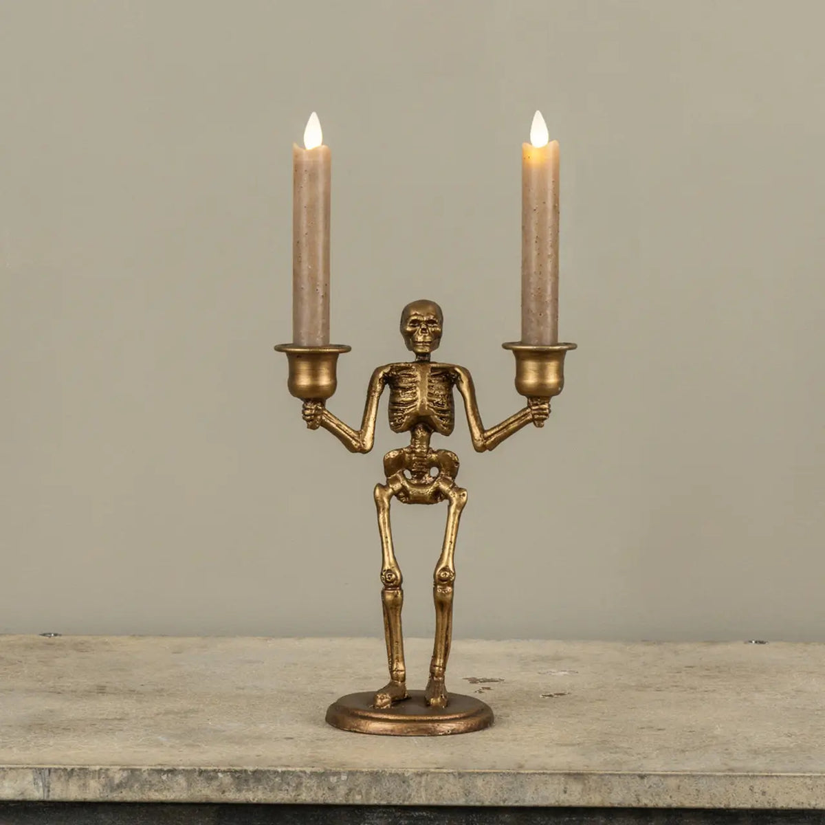 Gold Skeleton Taper Candle Holder
