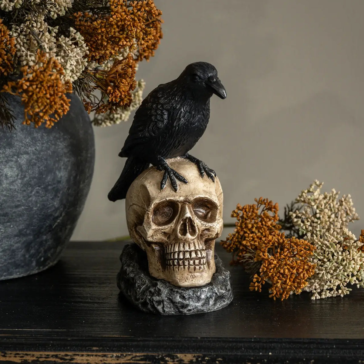 Raven On Skull Statue