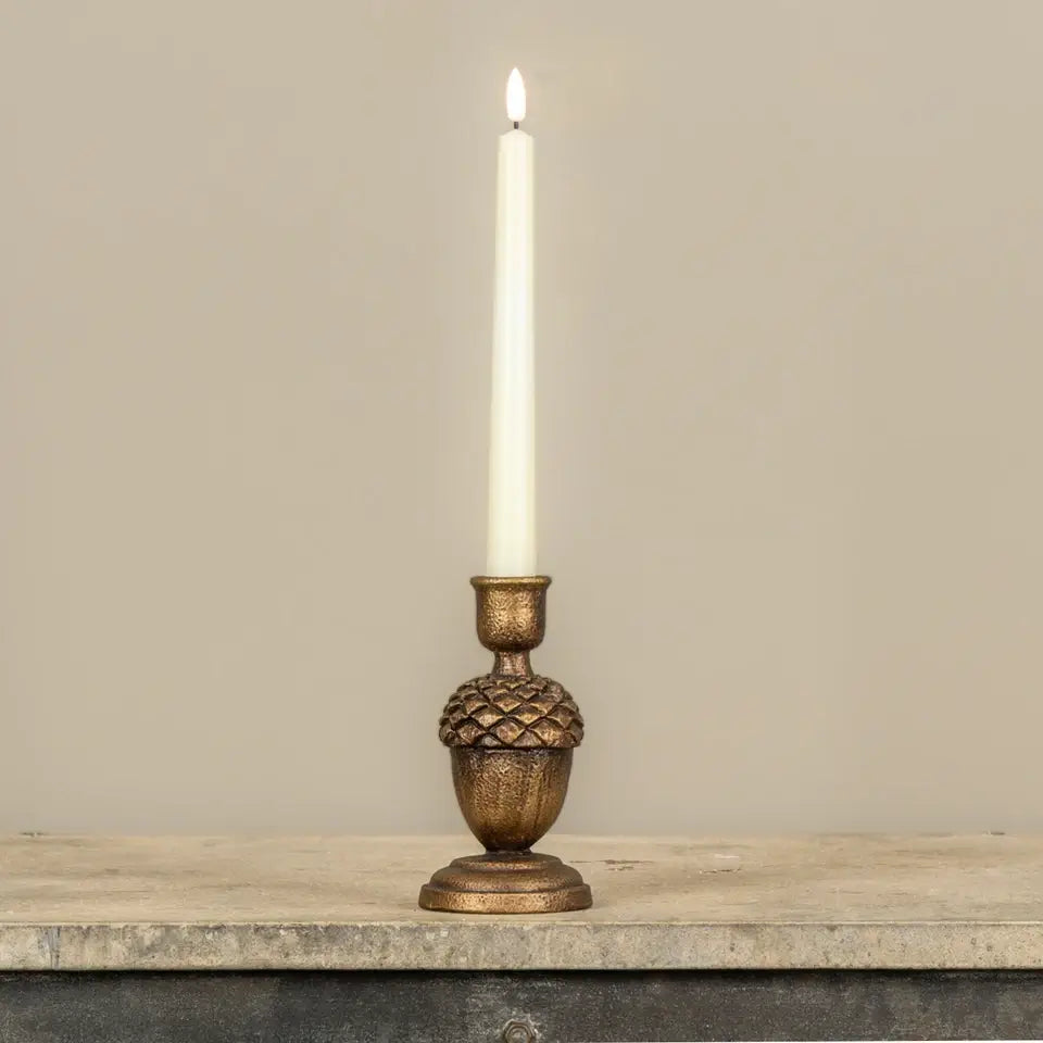 Bronze Pinecone Taper Candle Holder