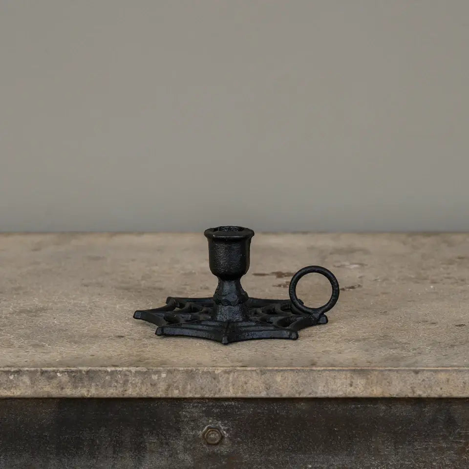 Black Spider Web Taper Candle Holder