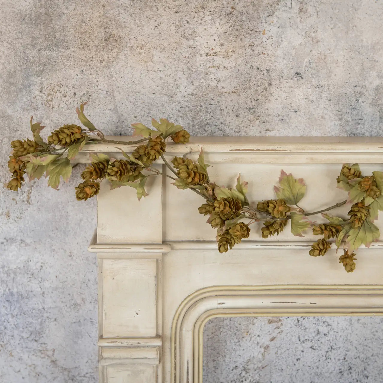Green Hops Garland With Fall Leaves