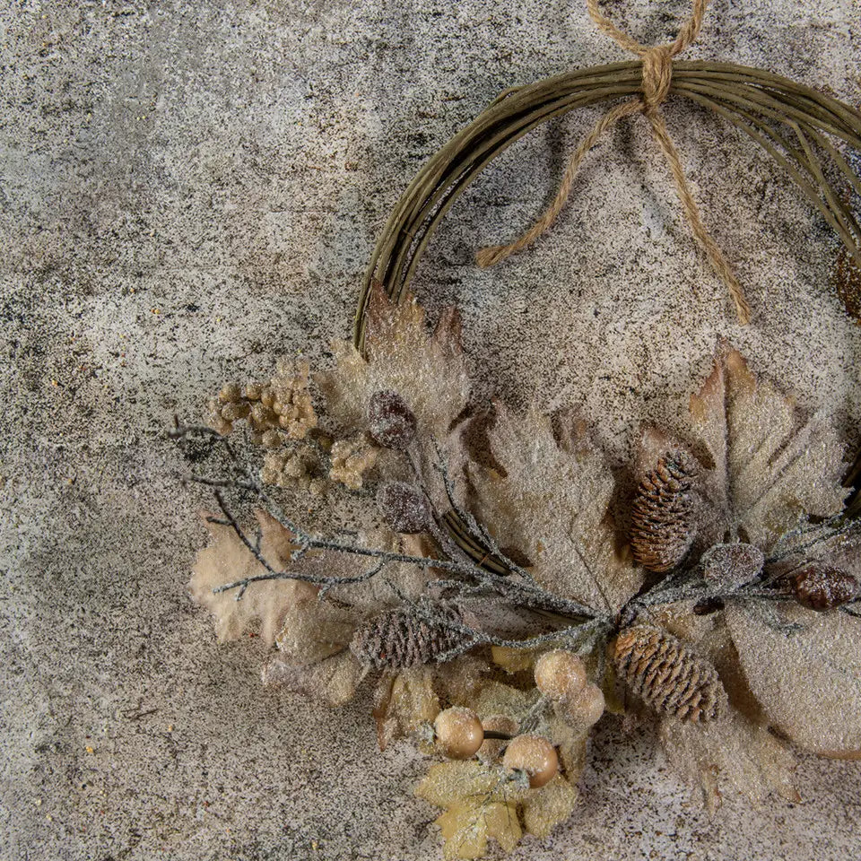 Frosted Woodland Leaf Wreath