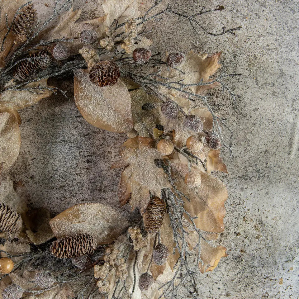 Frosted Woodland Leaf Wreath