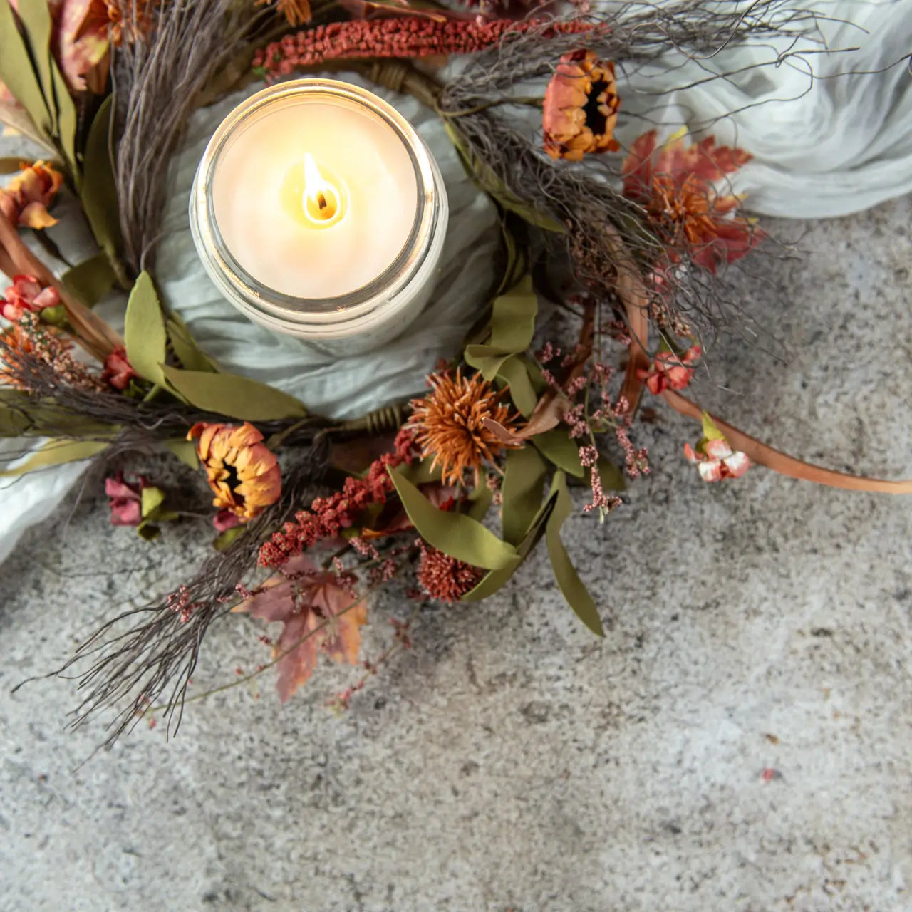Mini Pom Pom & Sunflower Candle Ring