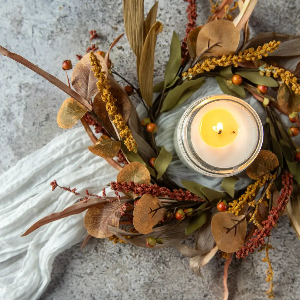 Mixed Heather Candle Ring With Berries