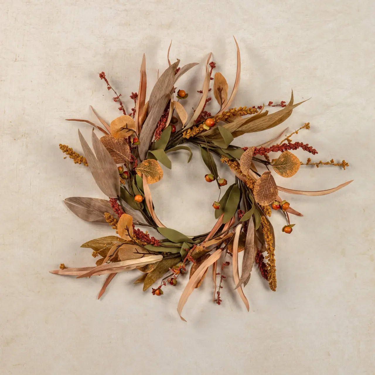 Mixed Heather Candle Ring With Berries