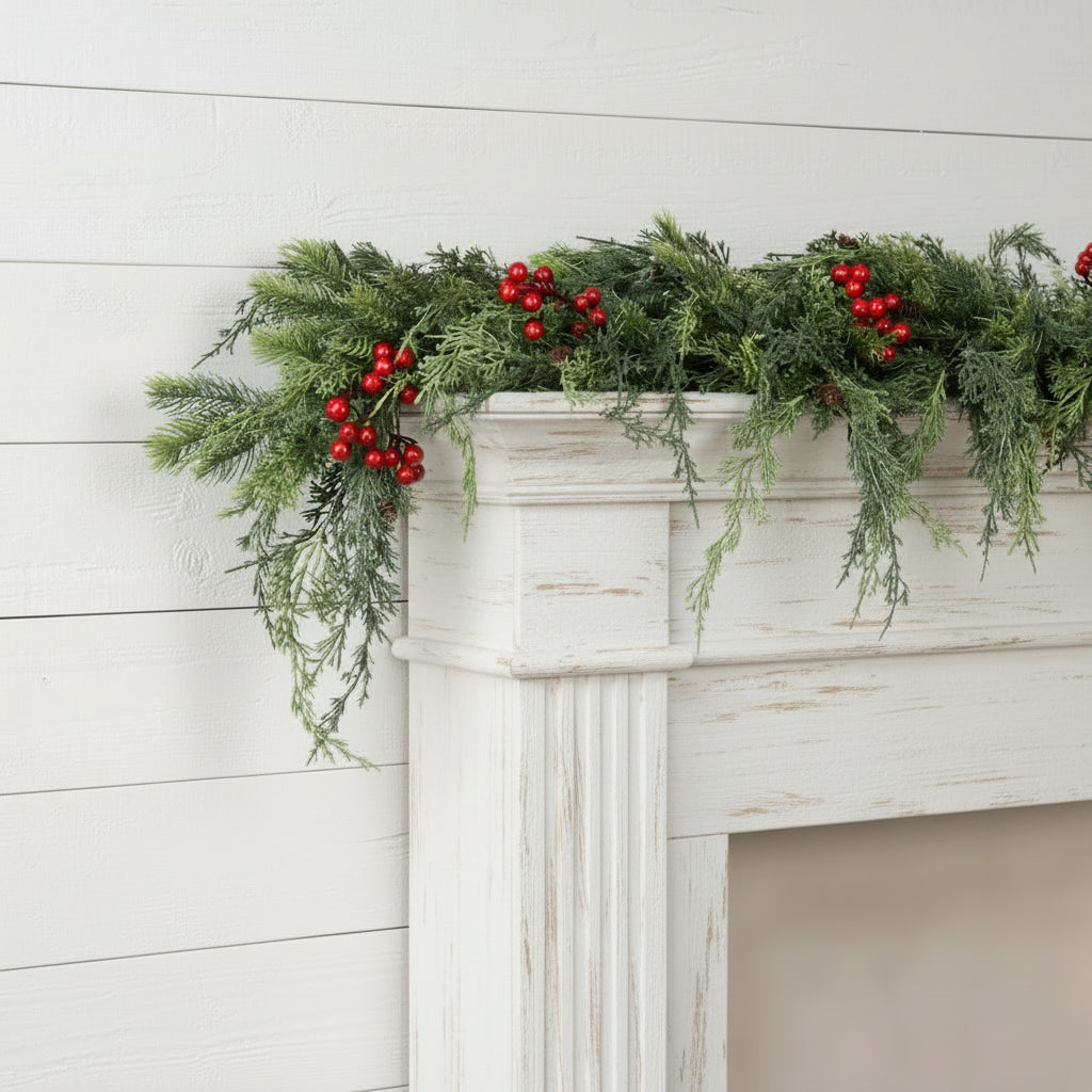 Pine, Cedar & Berries Garland