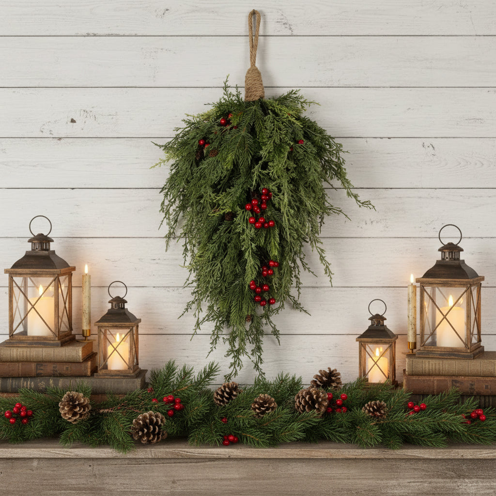 Pine, Cedar & Berries Hanging Swag