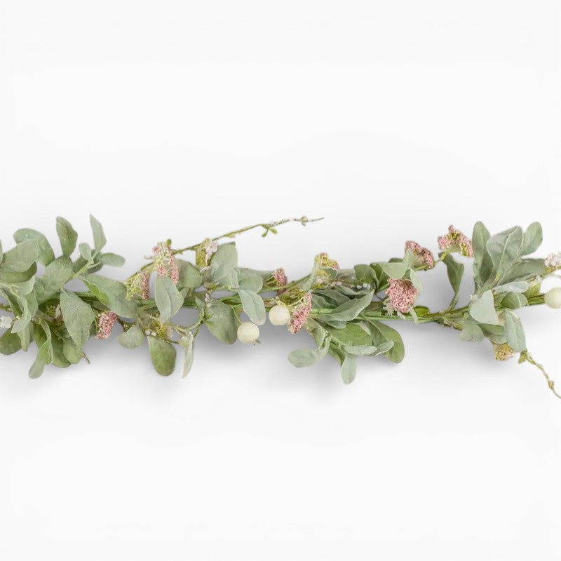 Pink Berry & Lamb's Ear Garland