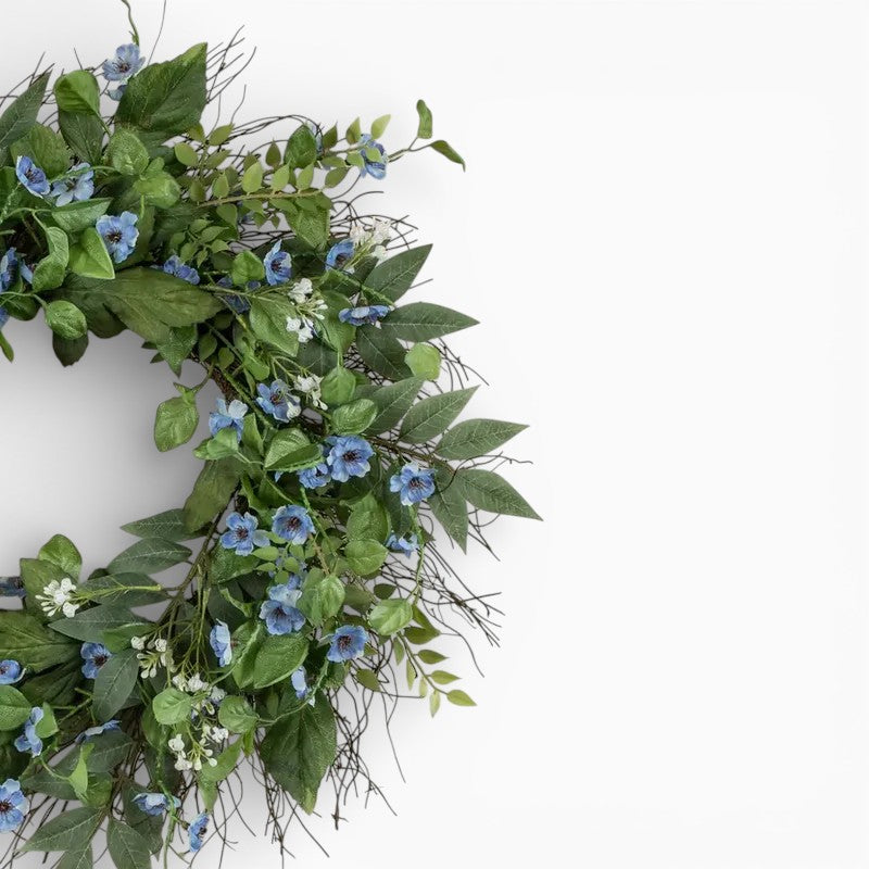 Blue & White Wildflower Wreath
