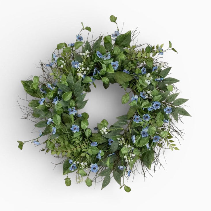 Blue & White Wildflower Wreath