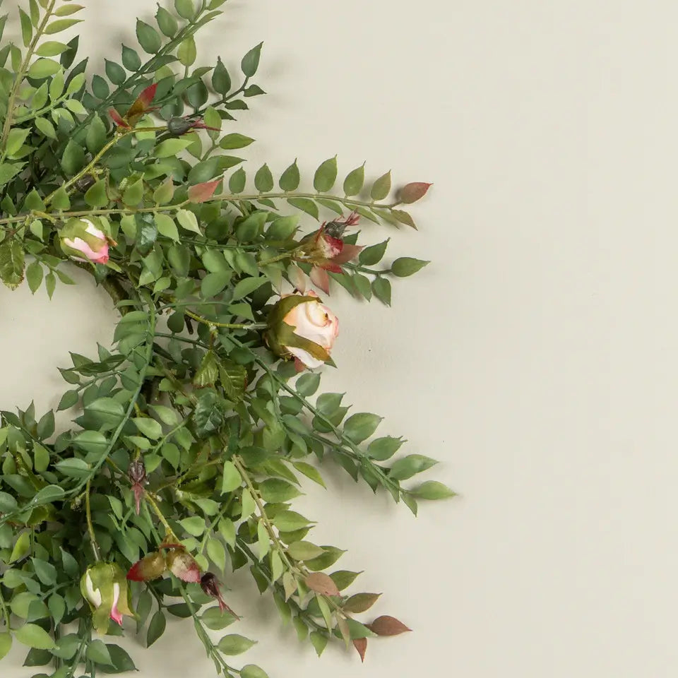 Peach Rose & Smilax Candle Ring