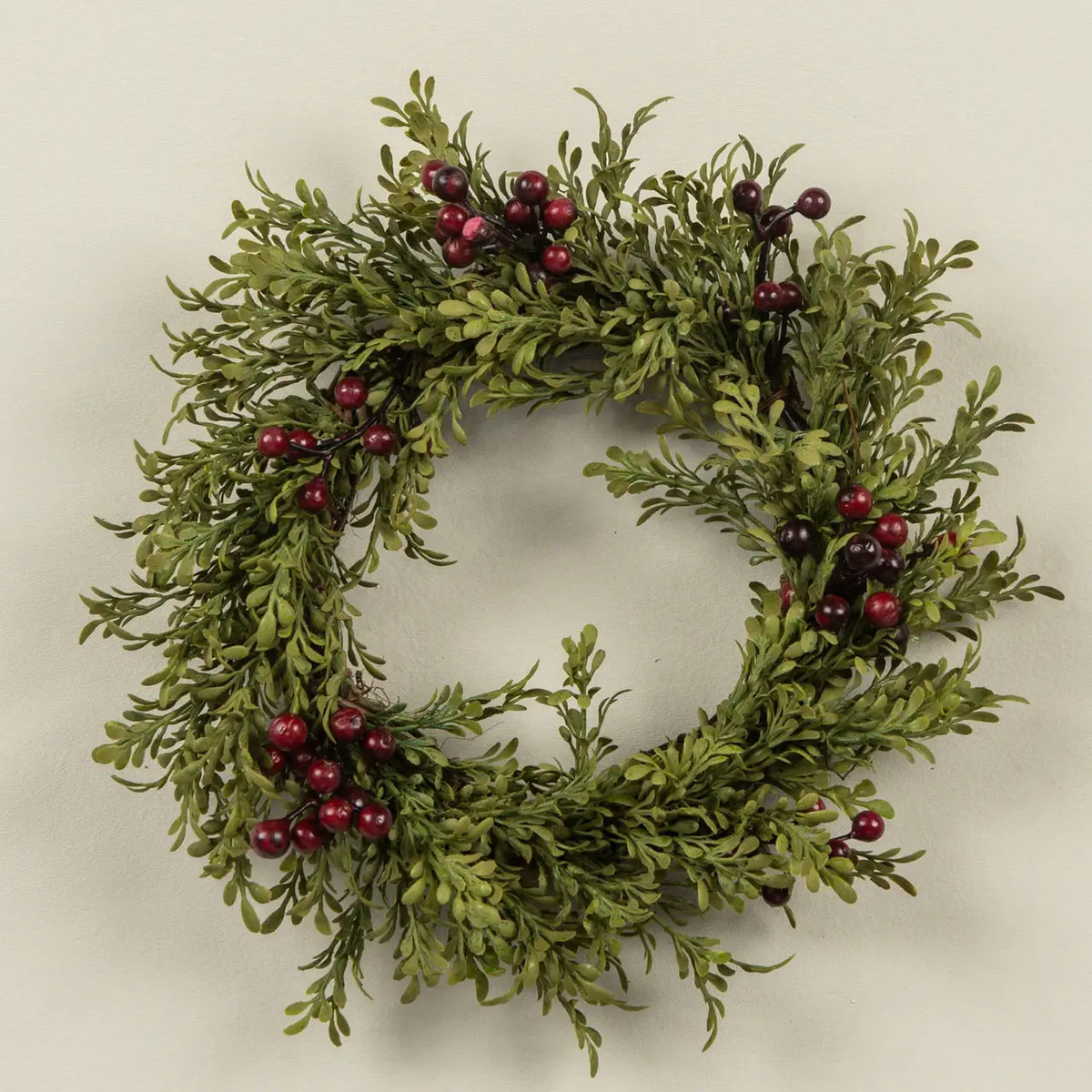 Mini Leaf & Burgundy Berries Candle Ring
