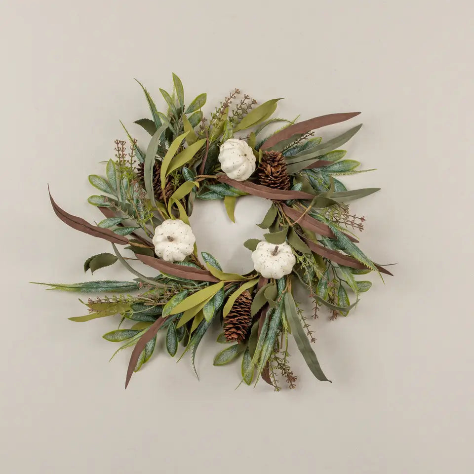 Cream Pumpkin & Foliage Candle Ring