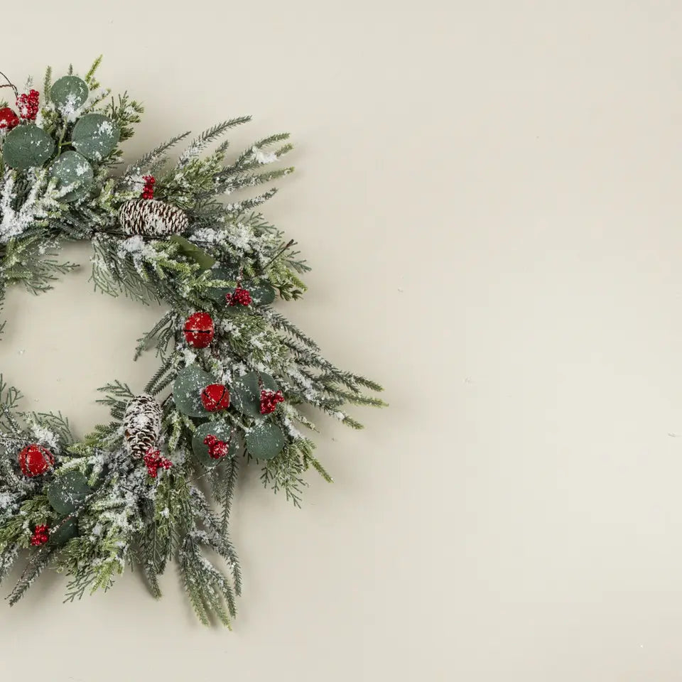 Snowy Pine, Bells & Berries Wreath