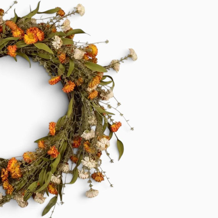 Cream & Orange Mini Daisy Wreath