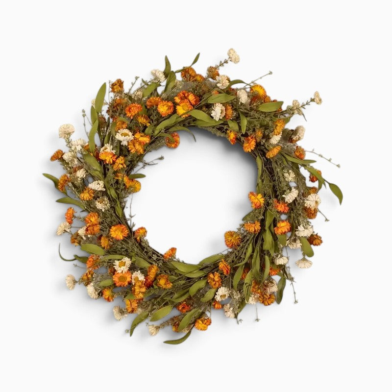 Cream & Orange Mini Daisy Wreath