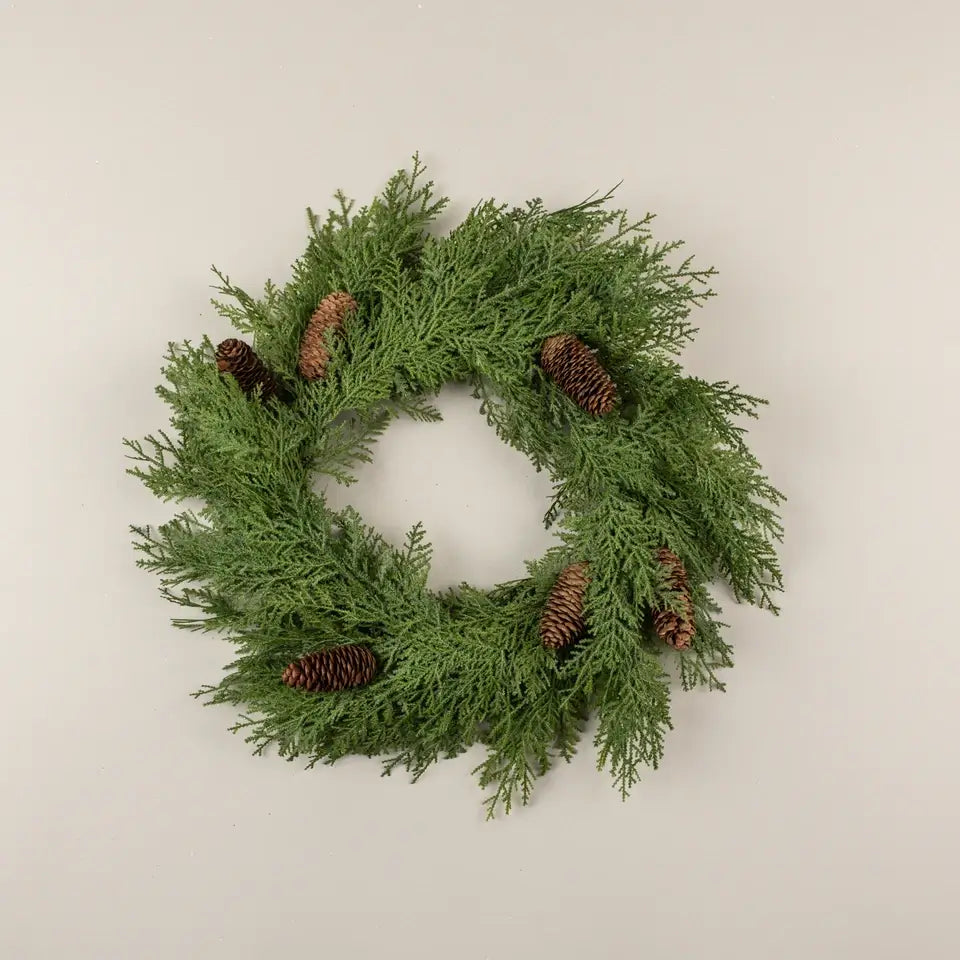 Uniform Cedar & Pinecone Wreath