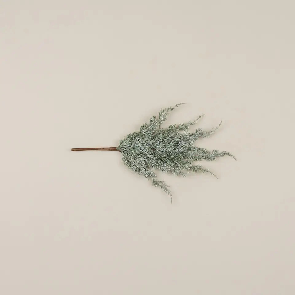 Glittered White Cypress Spray
