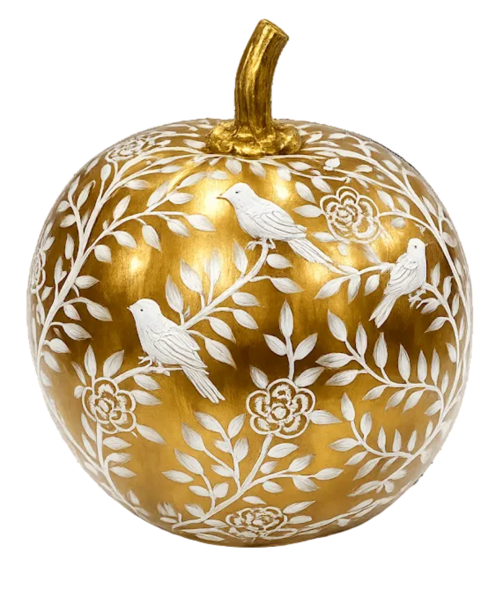 Gold Bird & Vine Silhouette Pumpkin