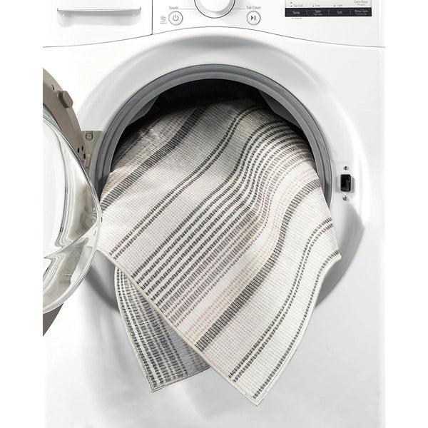 Gradation Ticking Grey Machine Washable Rug