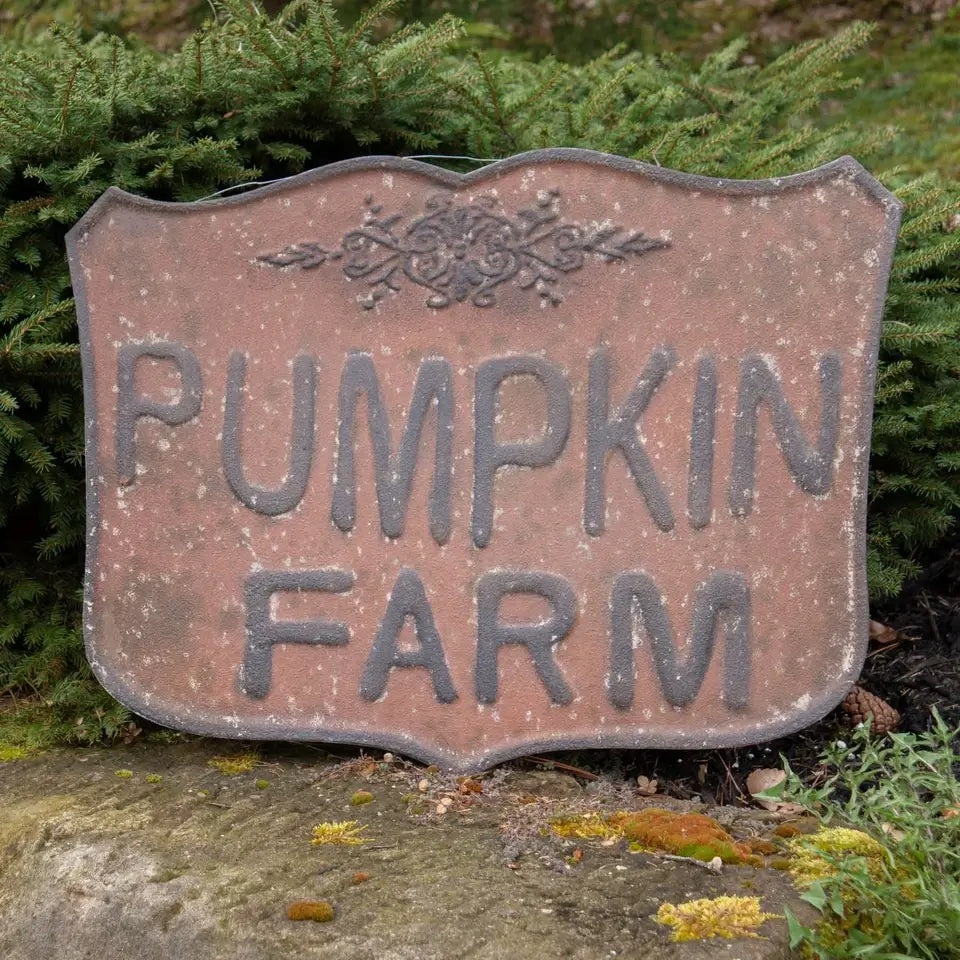 Pumpkin Farm Crest Metal Sign