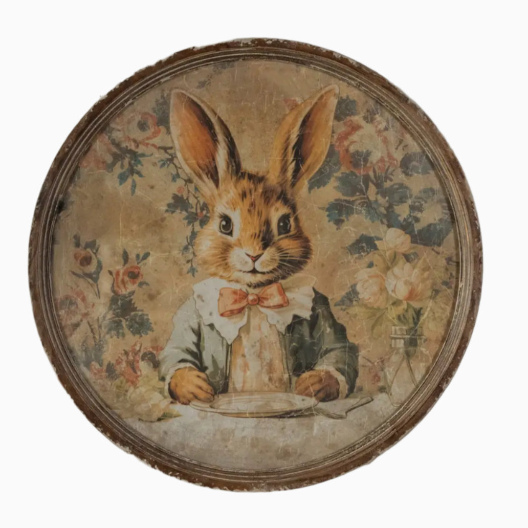 Round Framed Dining Bunny Print