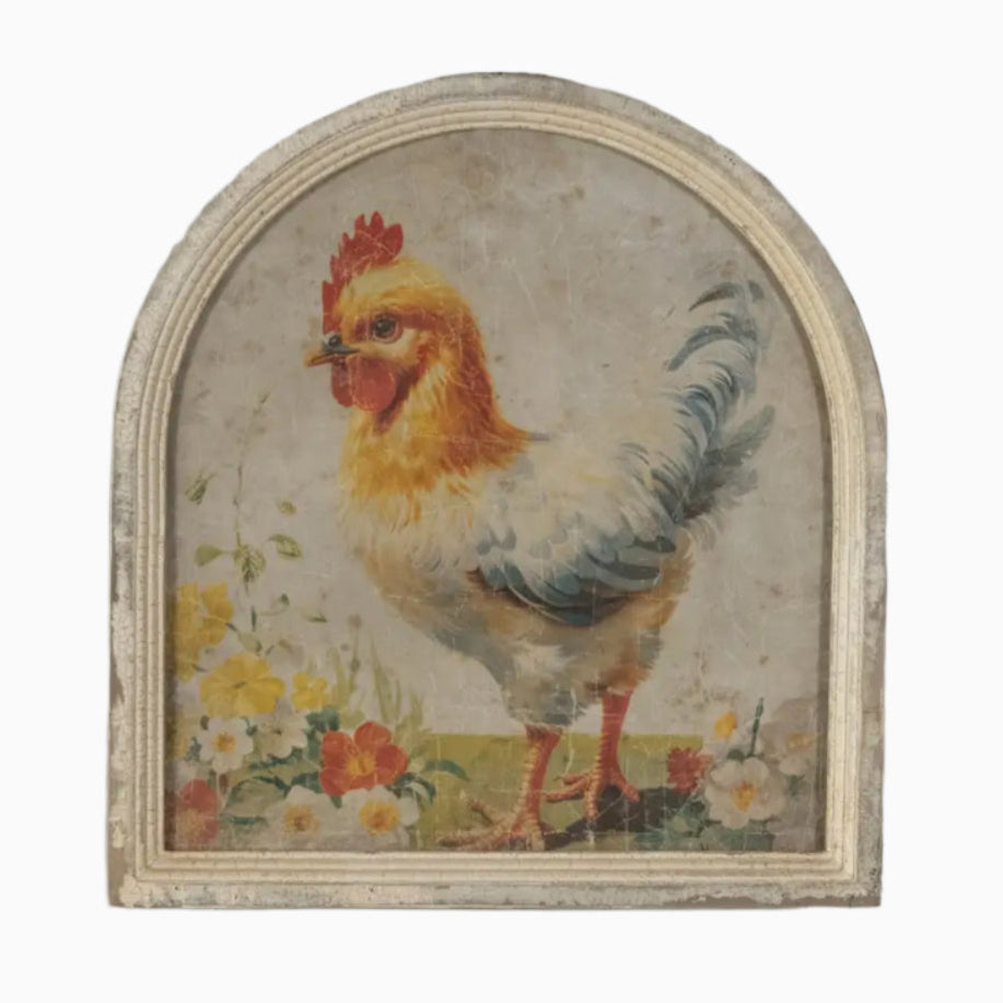 Arched Framed Spring Rooster Print