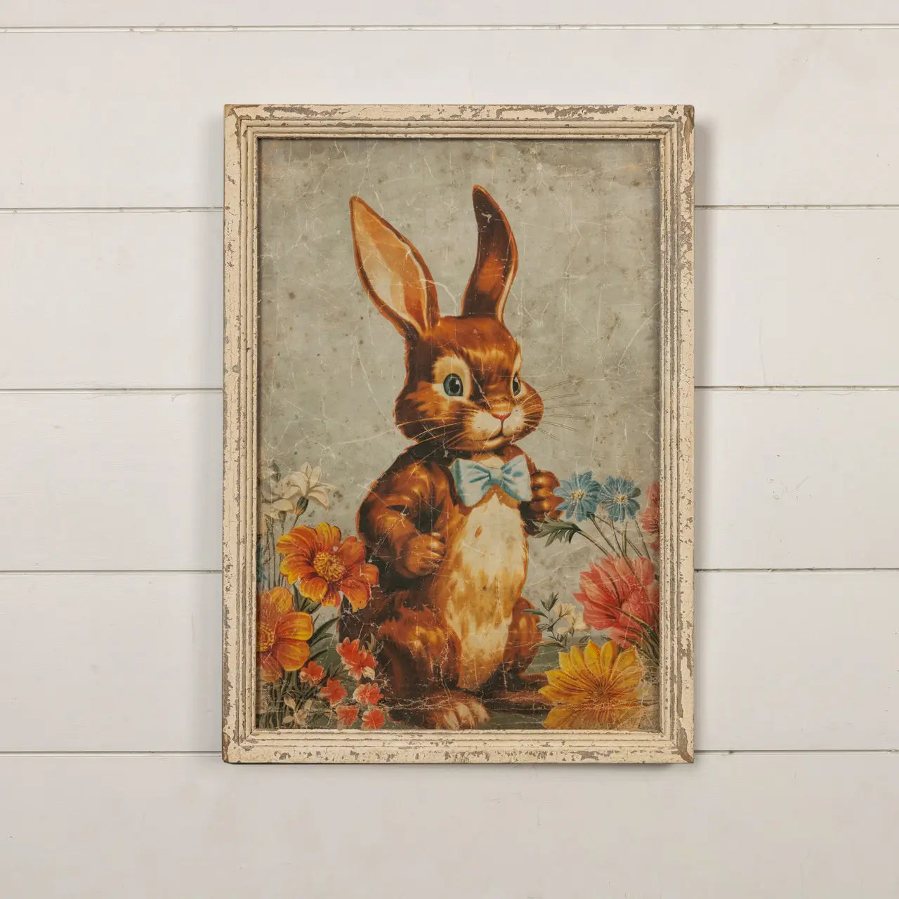 Framed Brown Bunny With Bow Tie