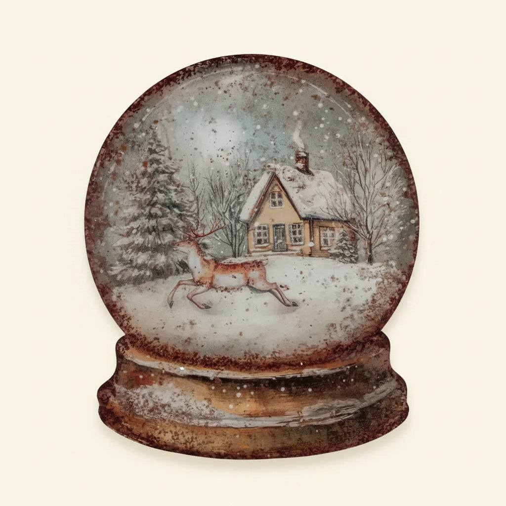 Snow Globe Metal Sign
