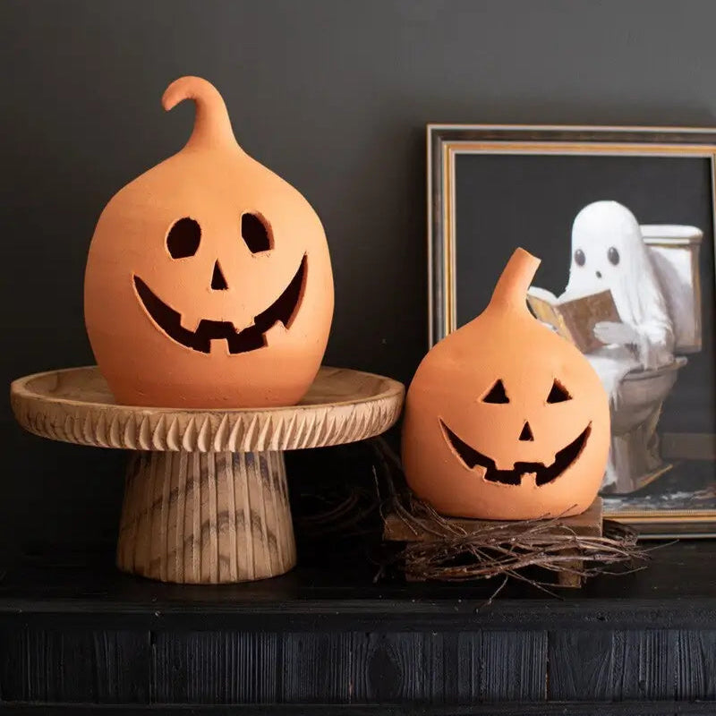Terracotta Jack-O-Lantern Set