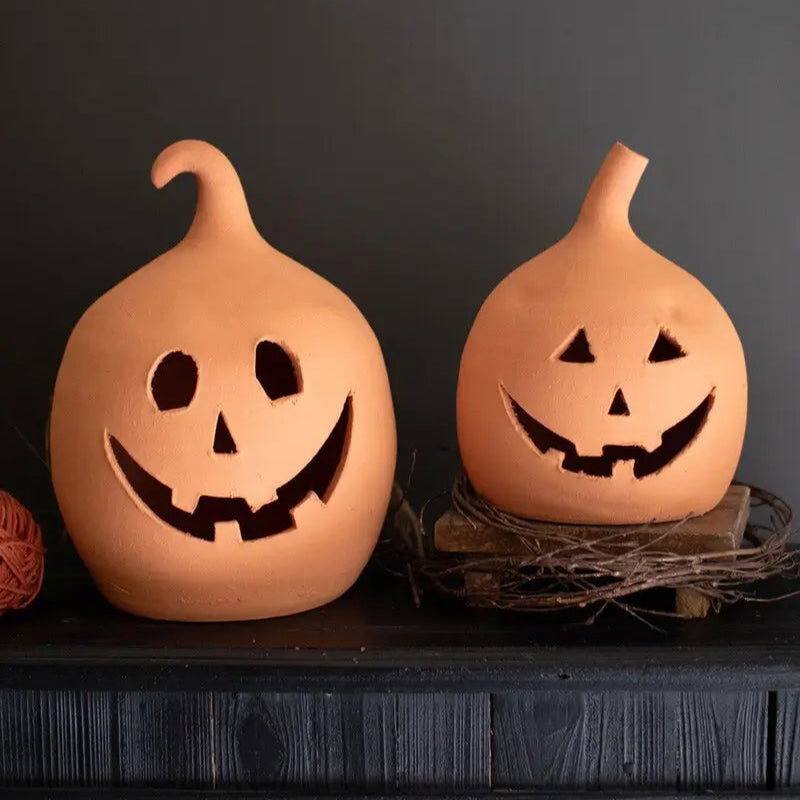 Terracotta Jack-O-Lantern Set