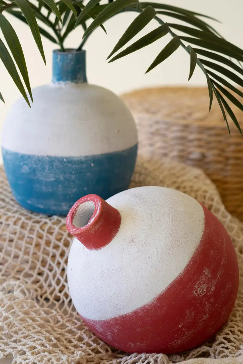 Clay Round Fishing Bobber Bud Vase Set
