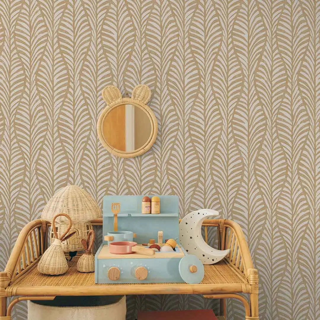 Block Print Leaves Peel & Stick Wallpaper