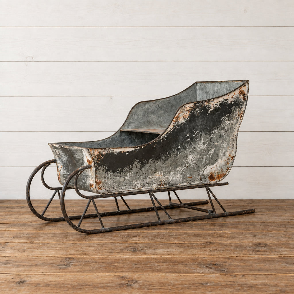 Large Aged Metal Sleigh