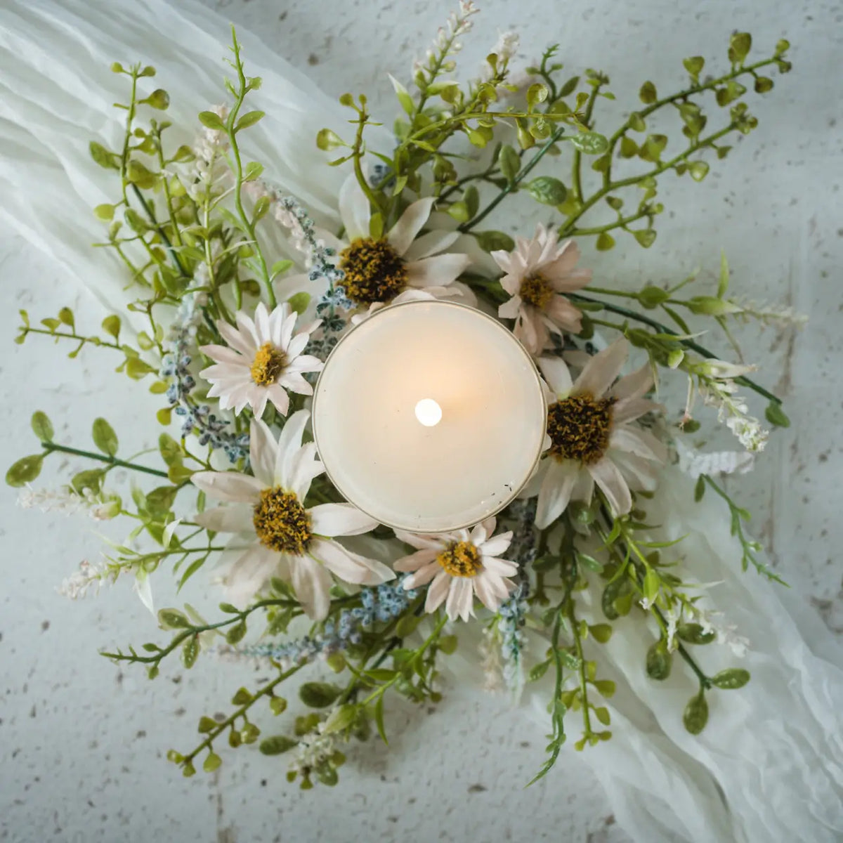 Pink Pale Wildflower Candle Ring