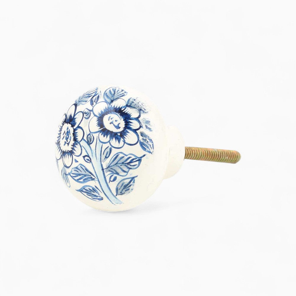 Hand Painted Blue Floral Knob