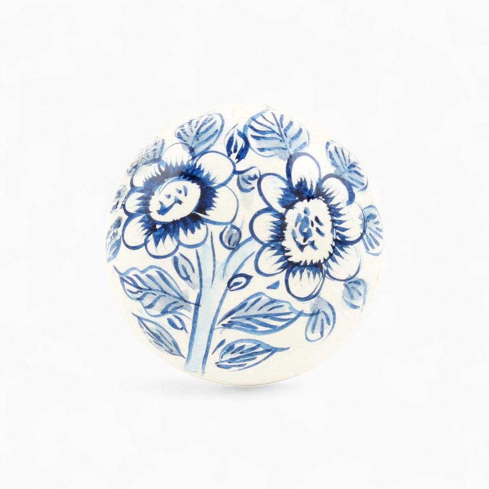 Hand Painted Blue Floral Knob