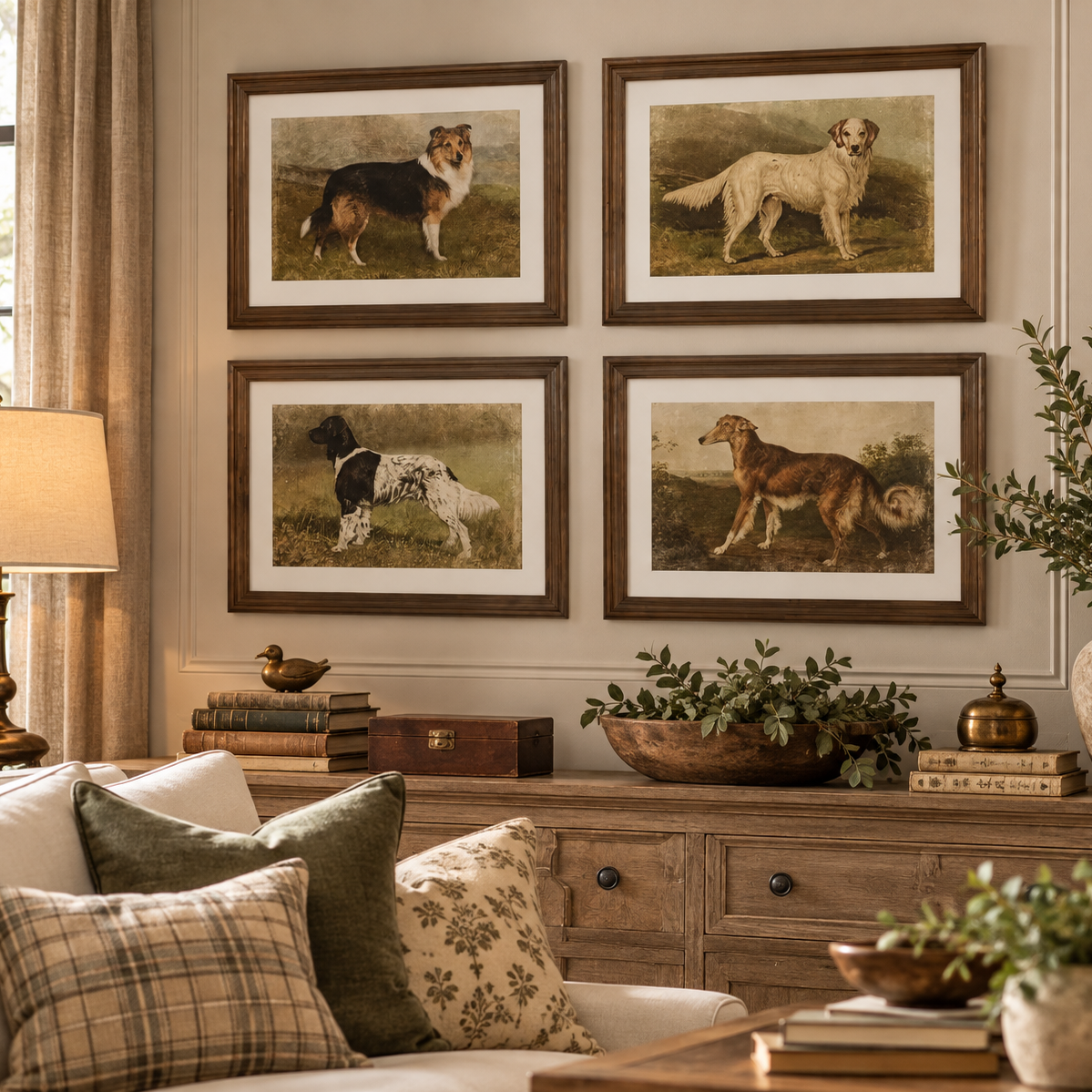Heritage Hounds Framed Dog Wall Art Print Set