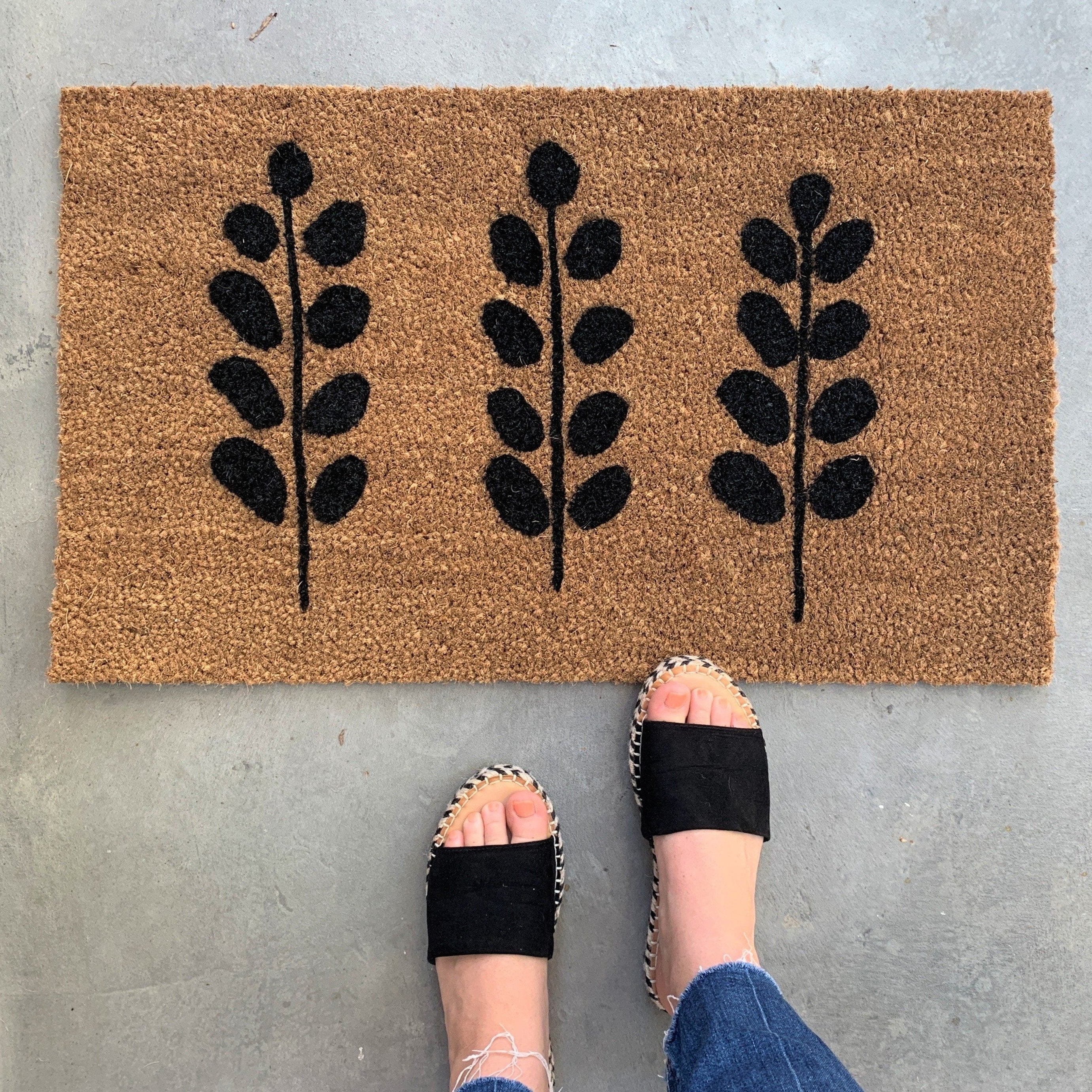Modern Leaves Trio Outdoor Doormat