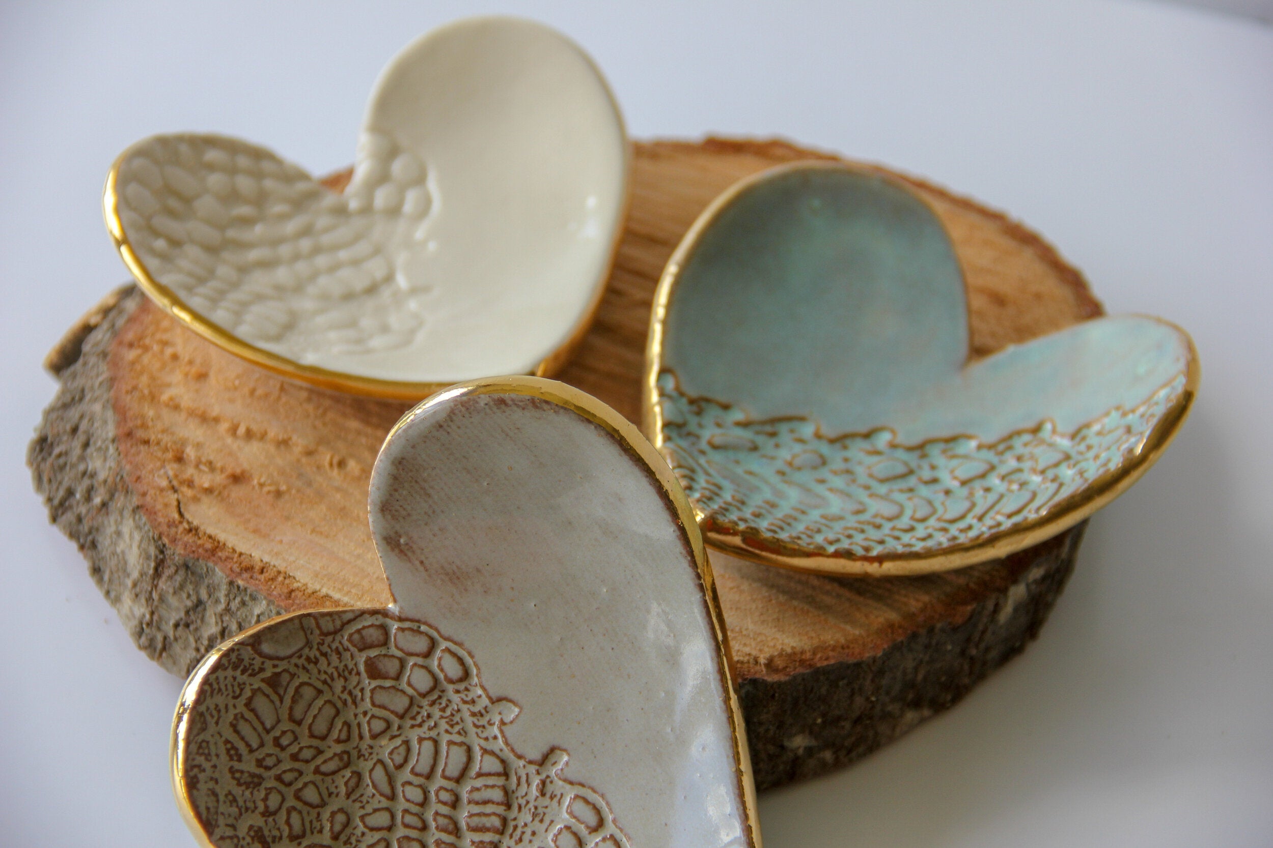 Gold Edged Heart Ring Dish