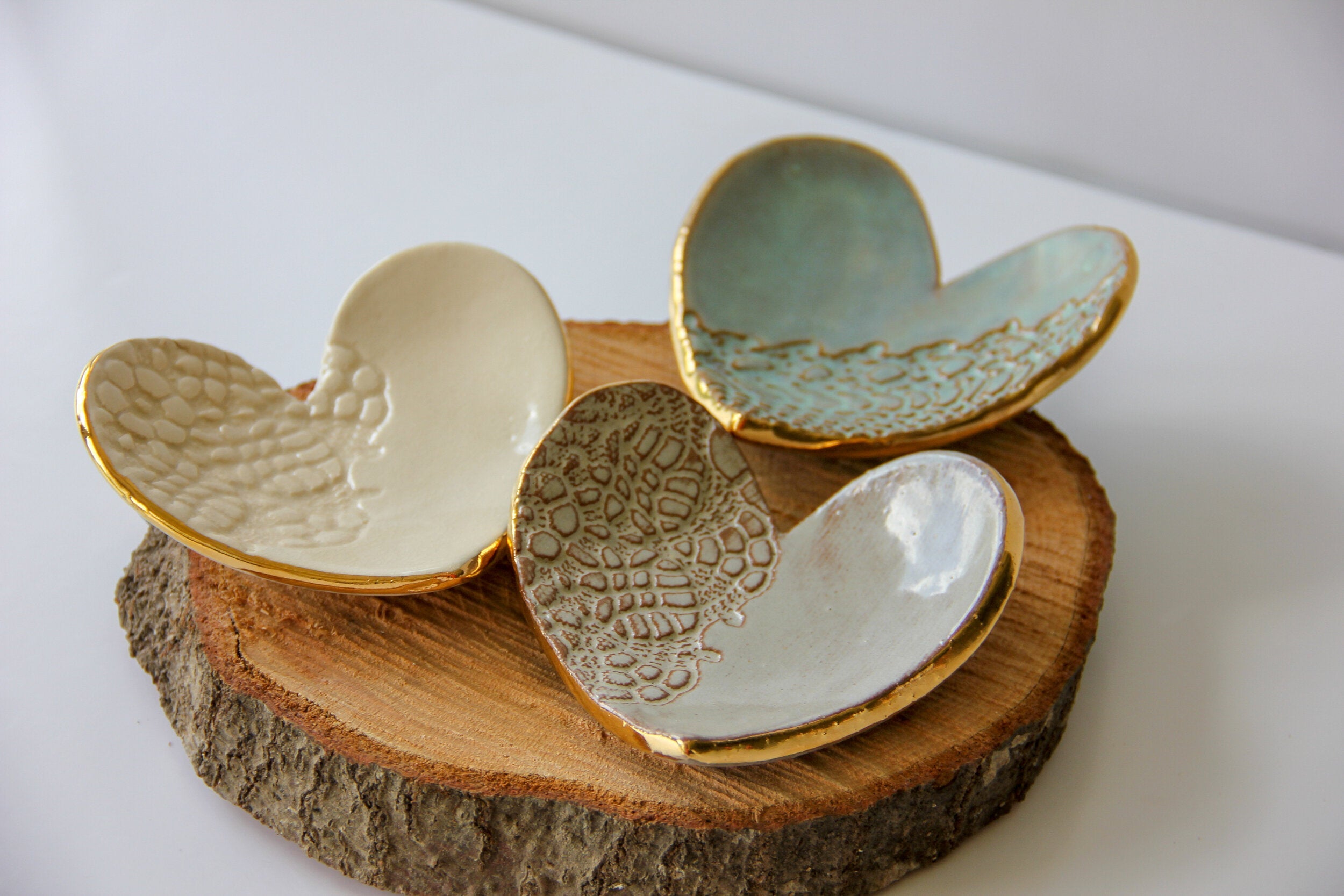 Gold Edged Heart Ring Dish