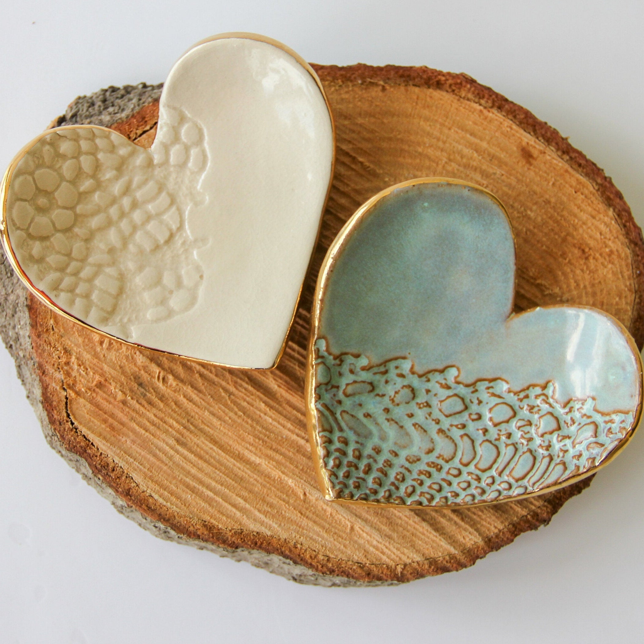 Gold Edged Heart Ring Dish