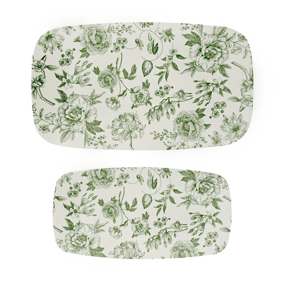 Green Delft Stacking Melamine Tray Set