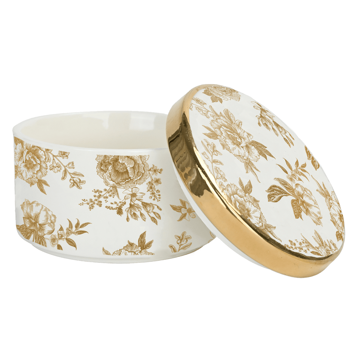Gold Delft Trinket Dish With Lid