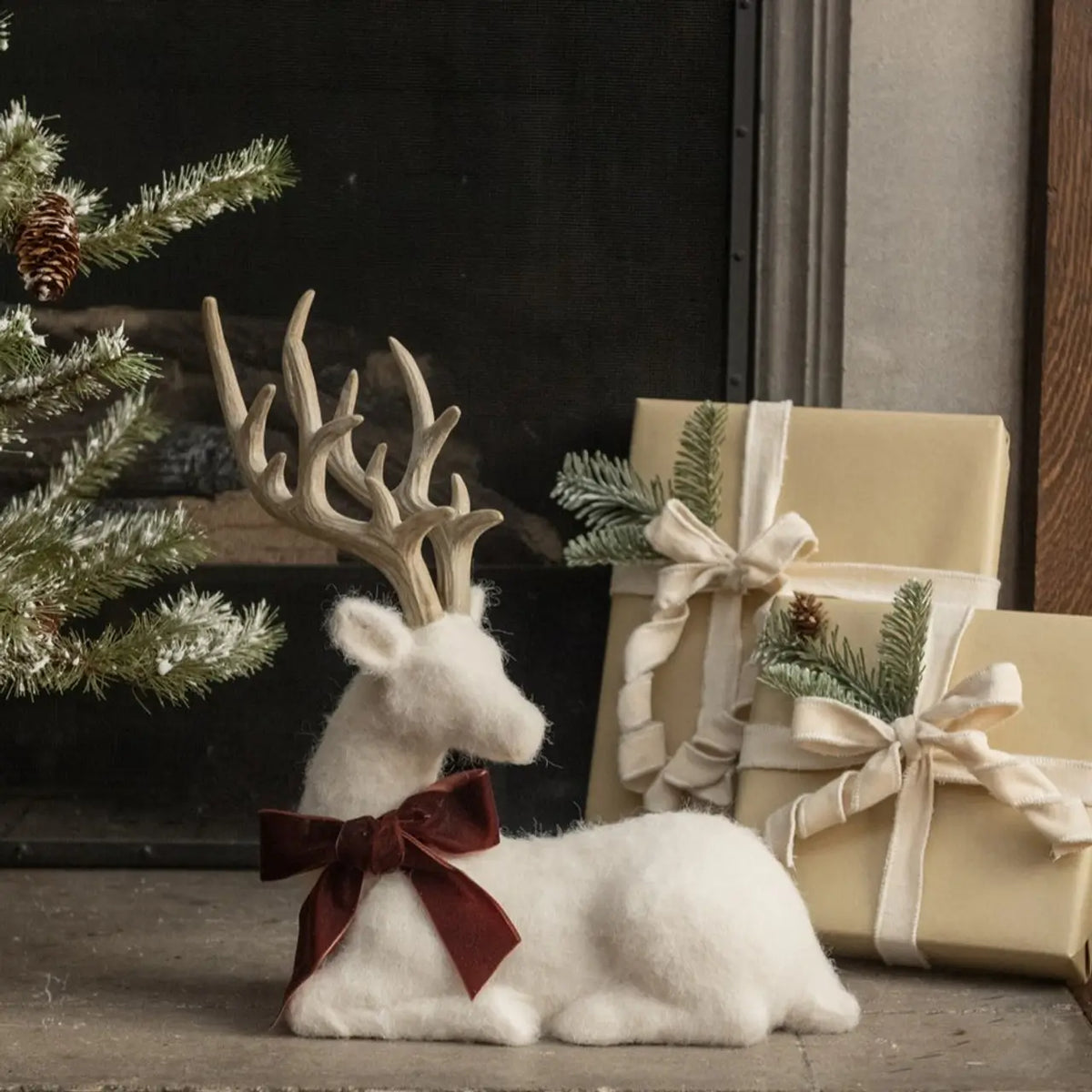 Cream Felt Deer