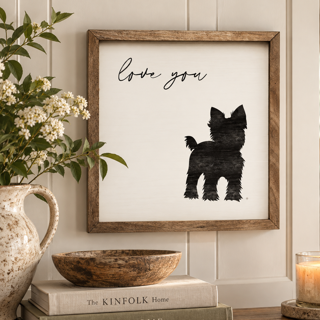 Love You Yorkie Wood Framed Print