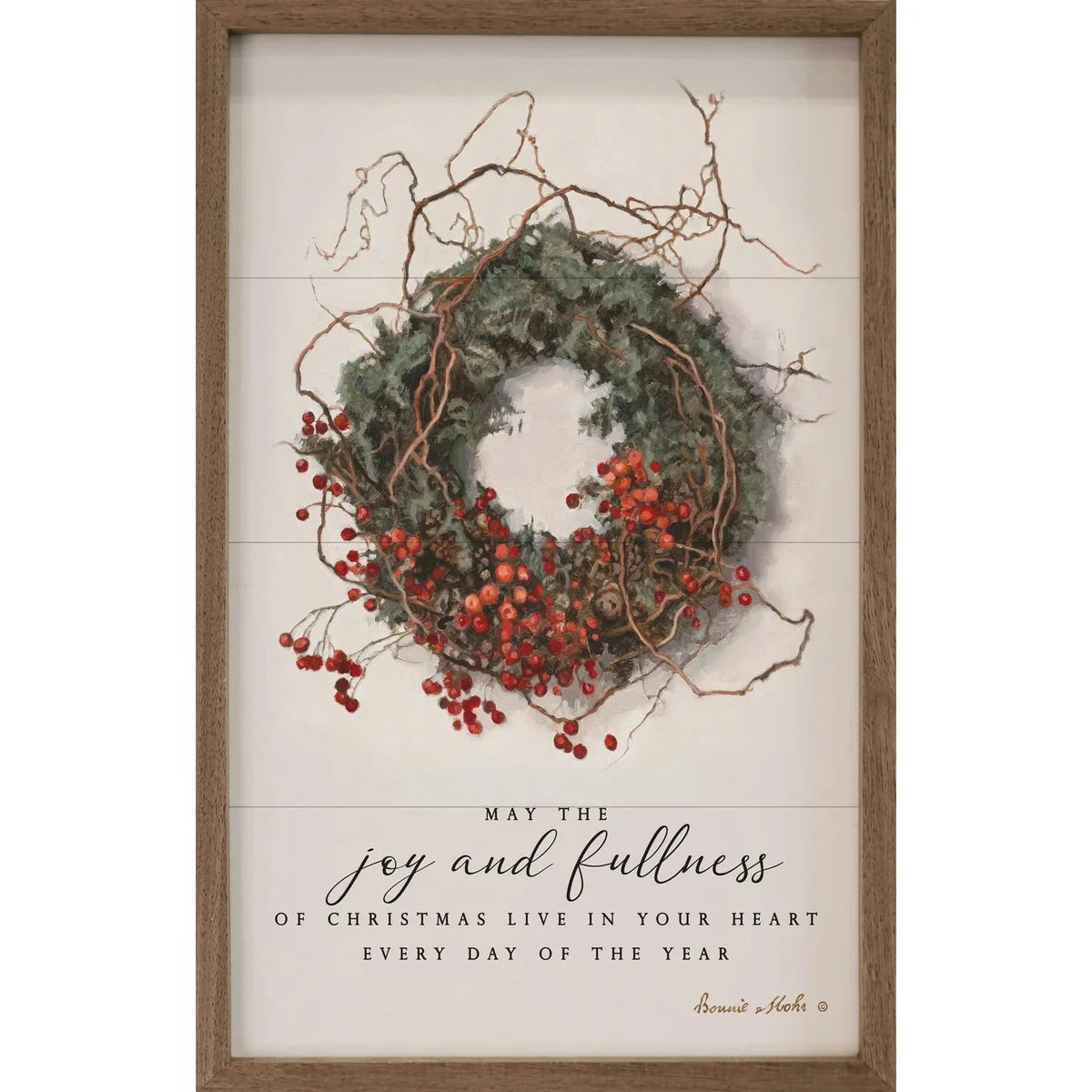 May The Joy And Fullness Wreath Wood Framed Print